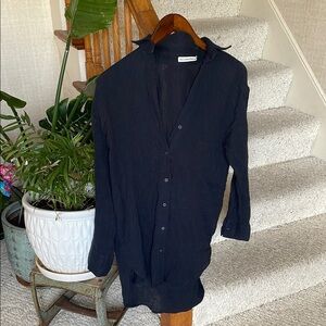 Abercrombie & Fitch Gauzy Cotton Crinkled Button Down Top